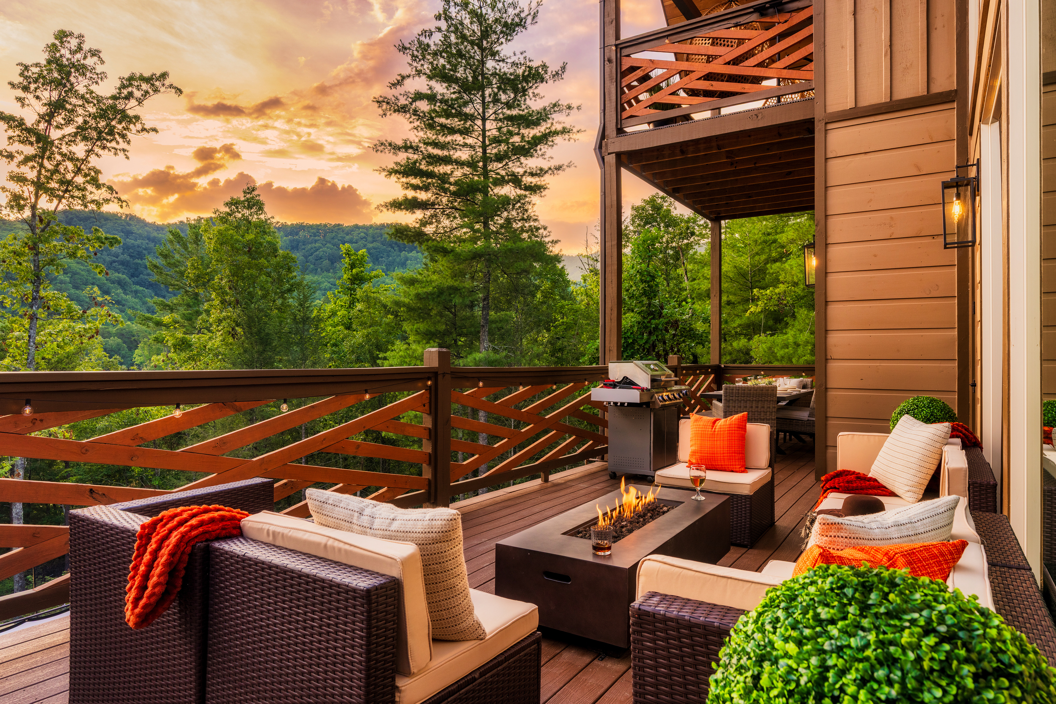 The Pickleball Preserve exterior deck with mountain views